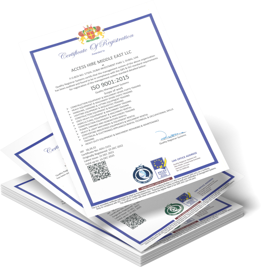 Certifications - Access Hire Middle East