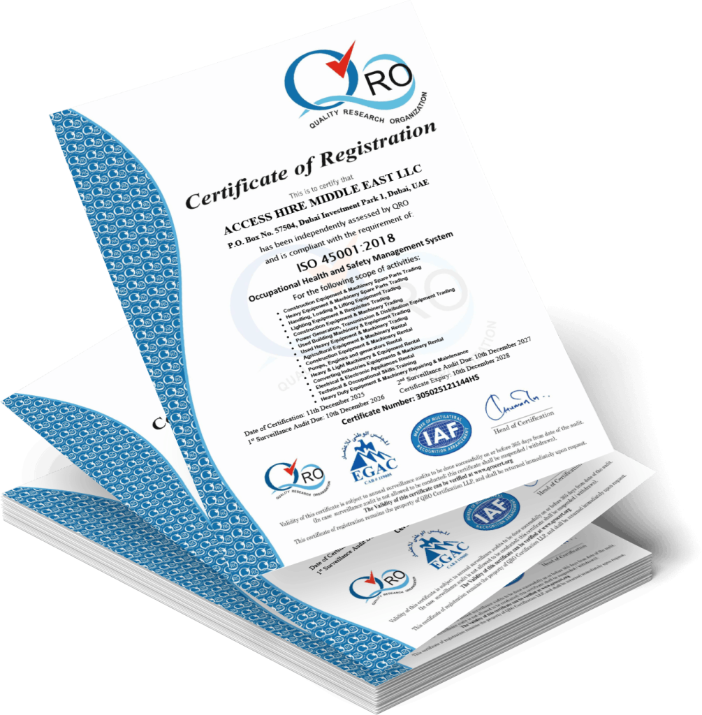 Certifications - Access Hire Middle East